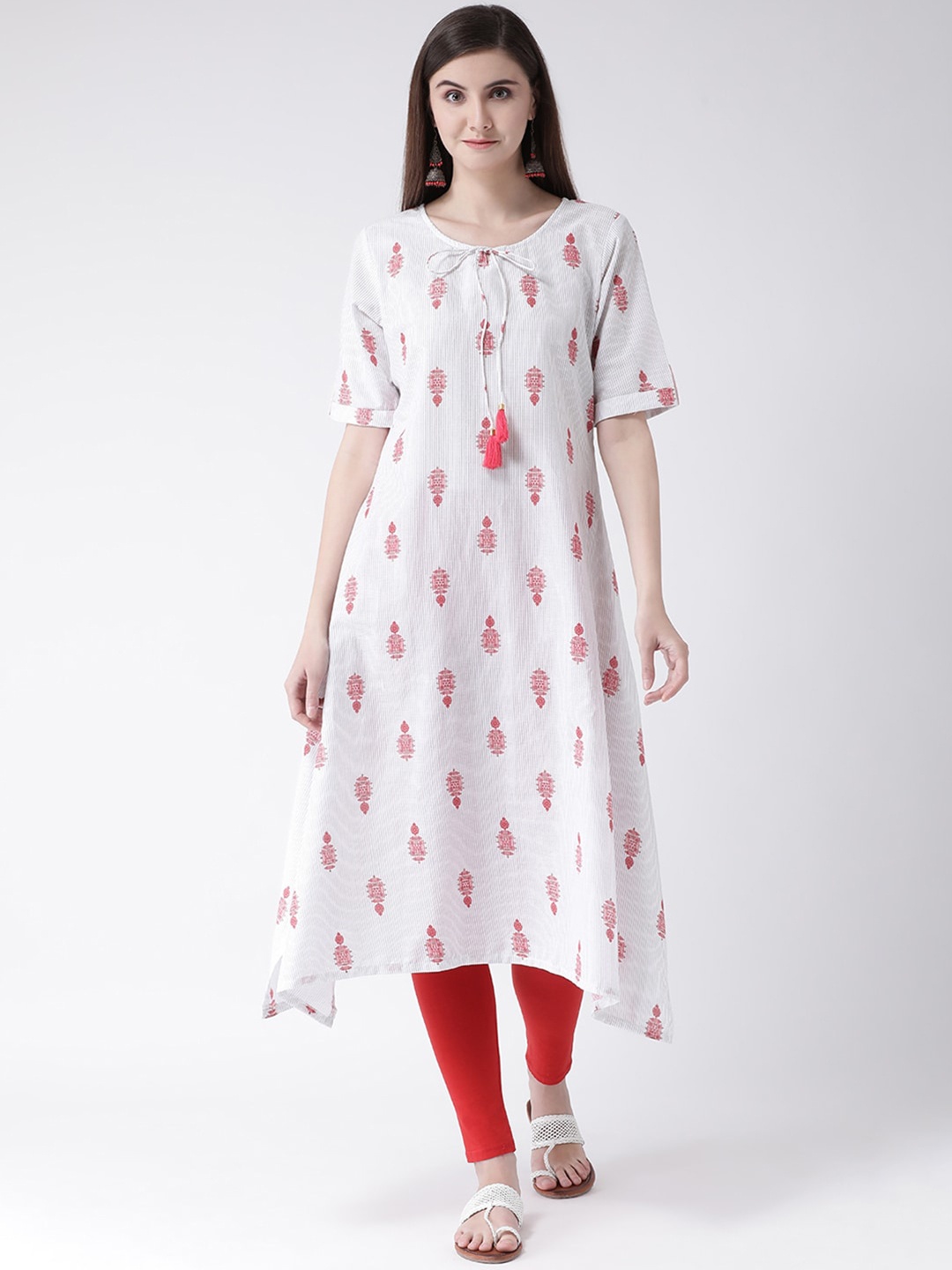 

Span Ethnic Motifs Printed Cotton Silk Kurta, White