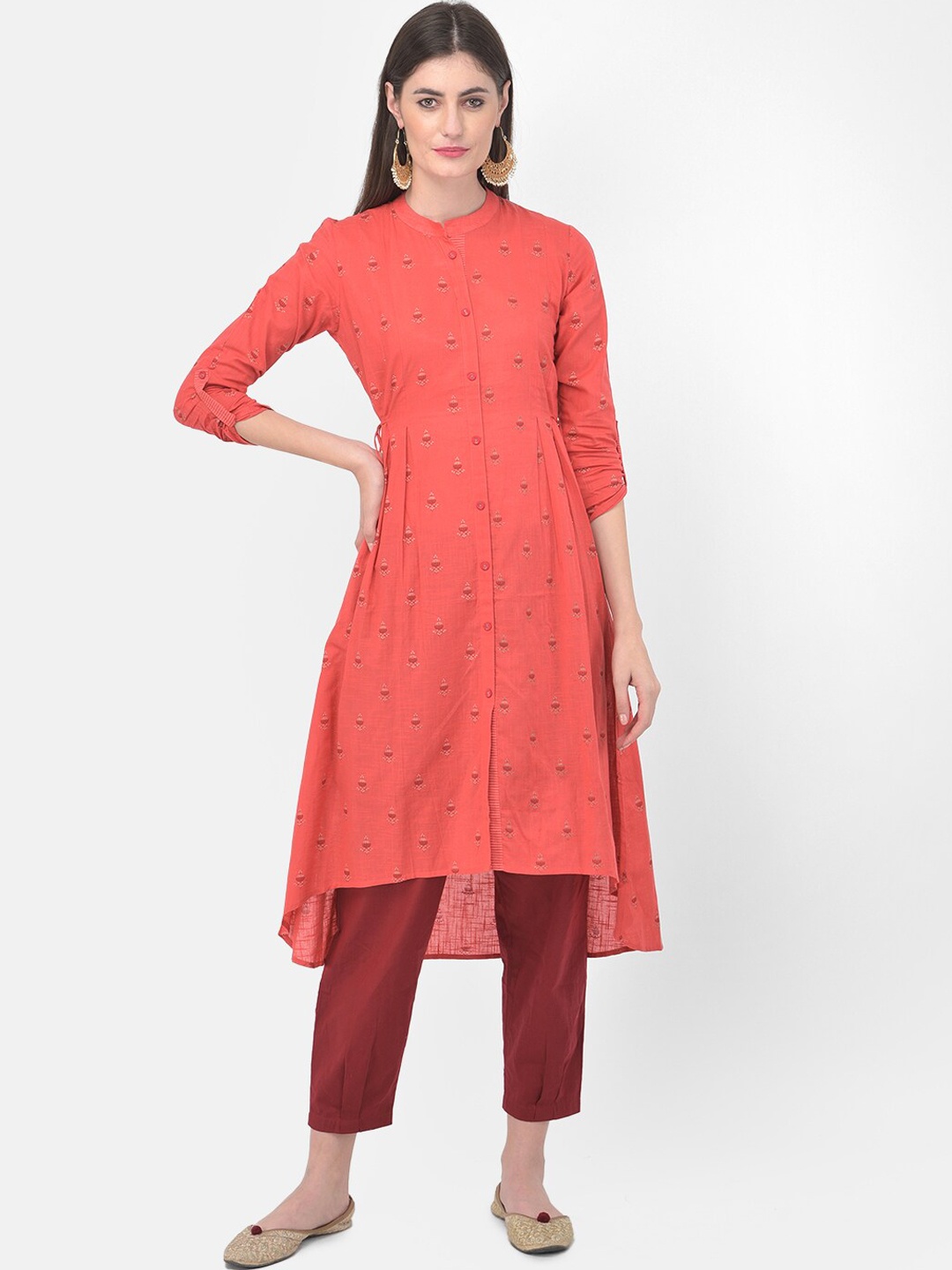 

Span Ethnic Motifs Printed Kurta, Red