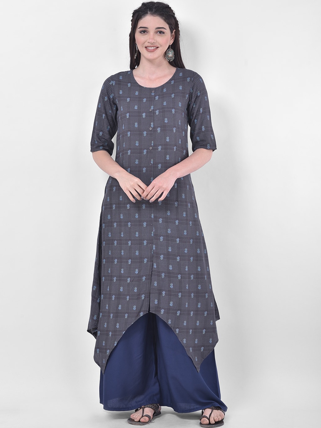 

Span Ethnic Motifs Printed Kurta, Grey