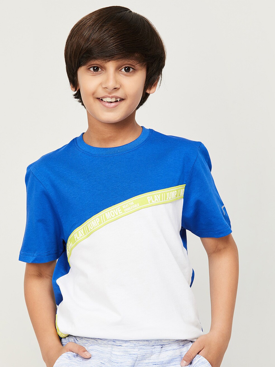 

Fame Forever by Lifestyle Boys Colourblocked Pure Cotton T-shirt, Blue
