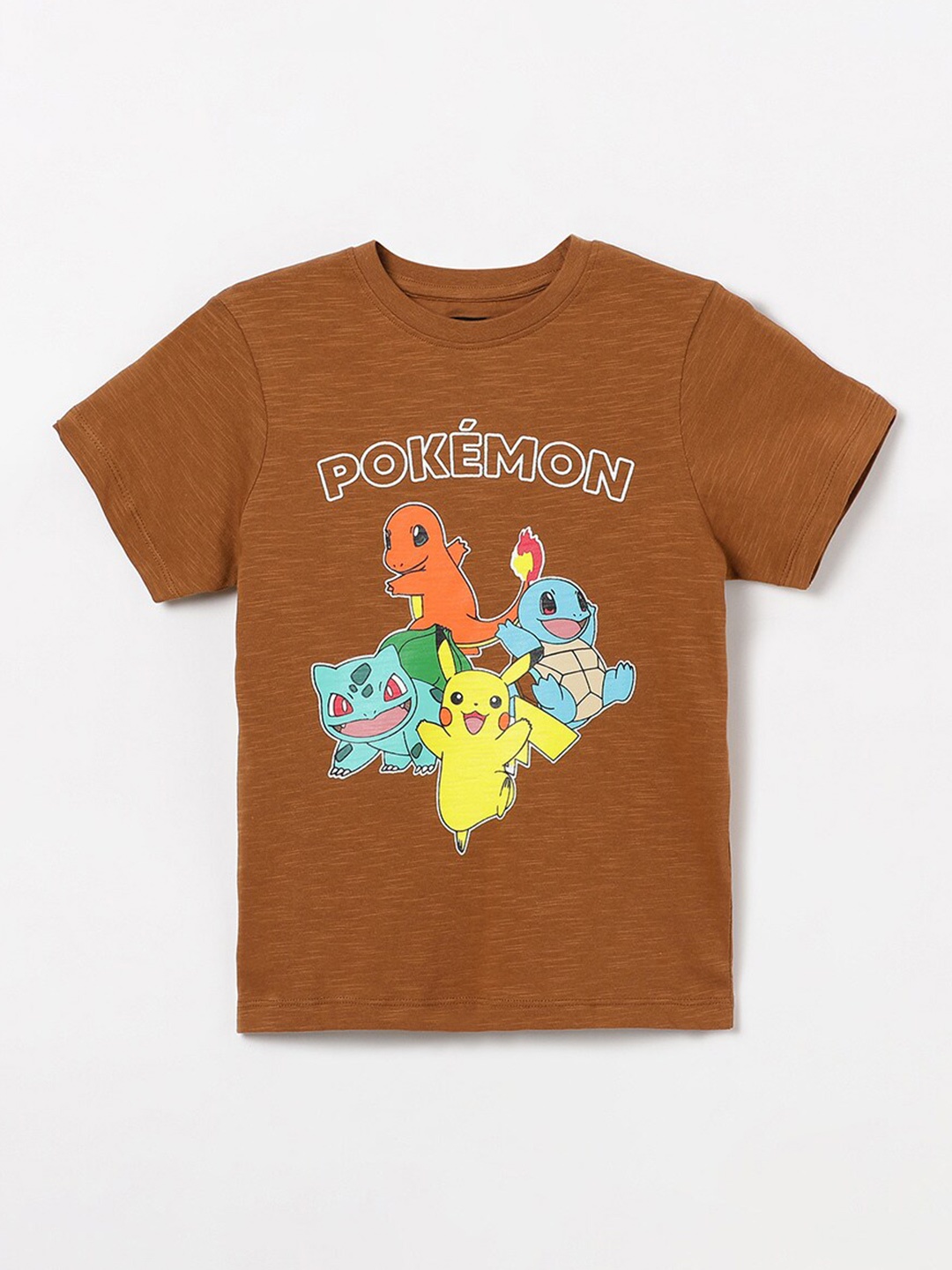 

Fame Forever by Lifestyle Boys Pokemon Printed Pure Cotton T-shirt, Brown