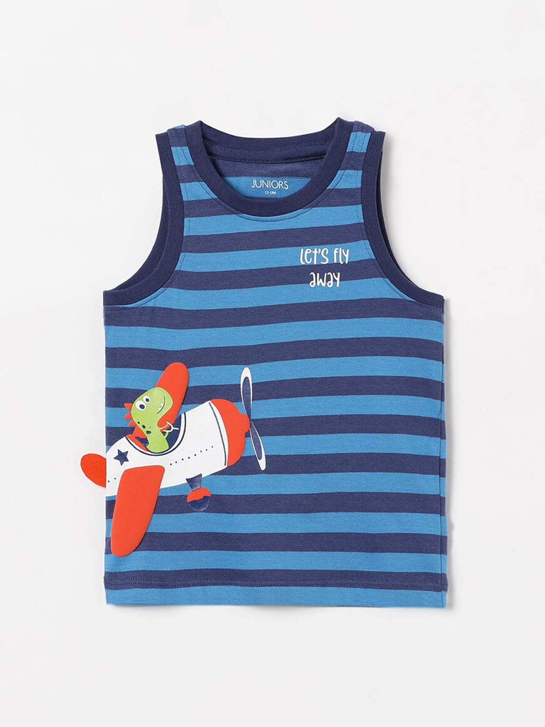 

Juniors by Lifestyle Boys Striped Pure Cotton T-shirt, Navy blue