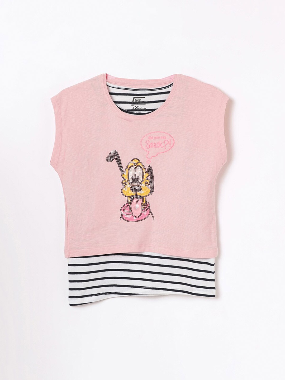

Fame Forever by Lifestyle Girls Goofy Printed Pure Cotton T-shirt, Pink