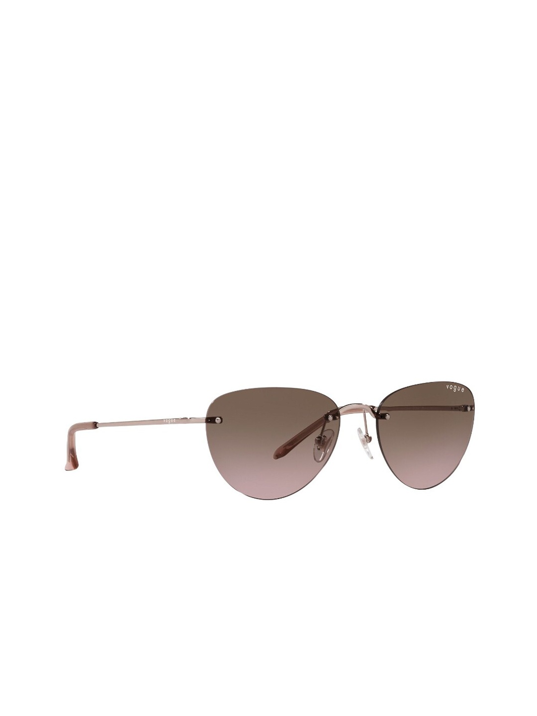 

vogue Women Rimless Aviator Sunglasses with UV Protected Lens- 8056597390347, Brown