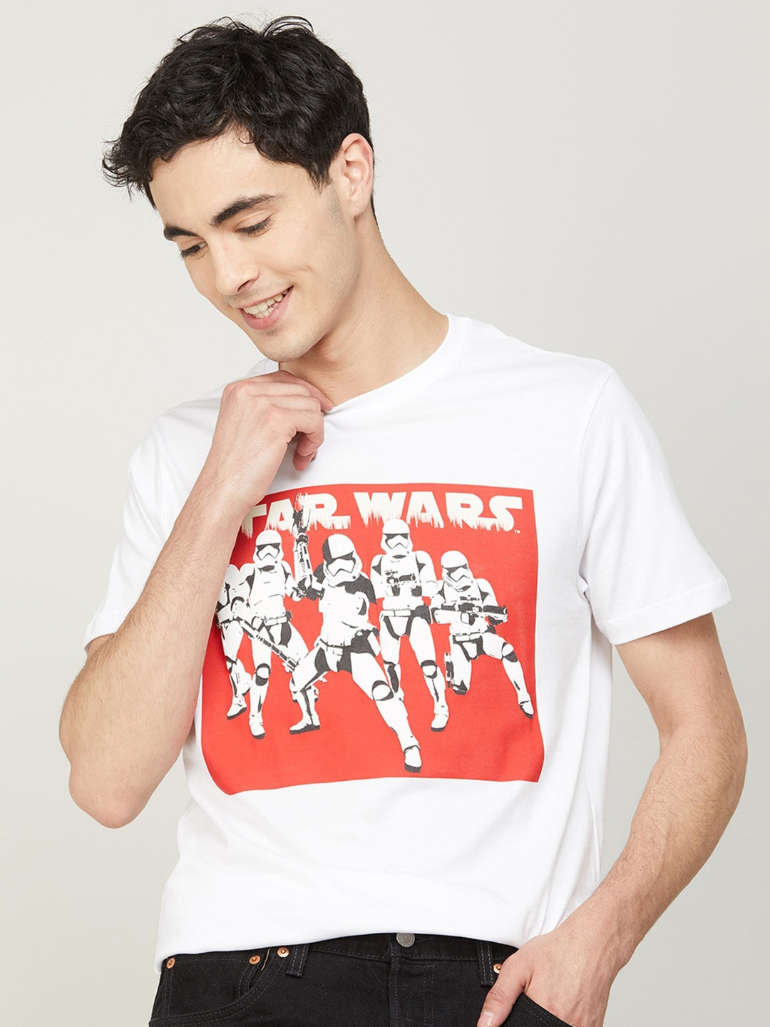 

Fame Forever by Lifestyle Star Wars Printed Cotton T-shirt, White