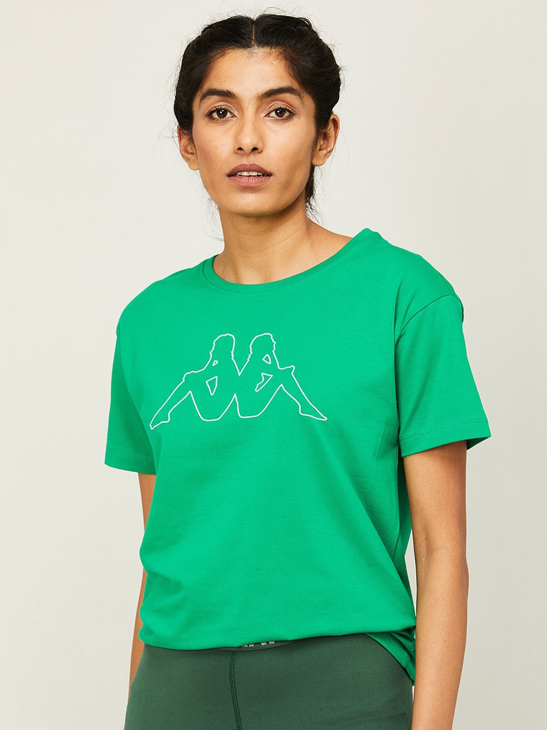 

Kappa Typography Printed Cotton T-shirt, Green