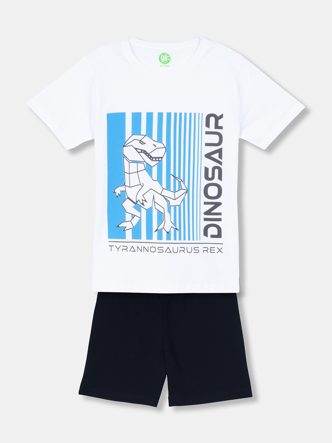 

YK Boys Printed Pure Cotton T-shirt with Shorts, White