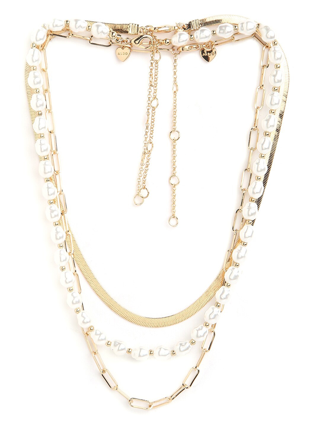 

ALDO Set Of 3 Gold Plated Layered Stone Beaded Necklace
