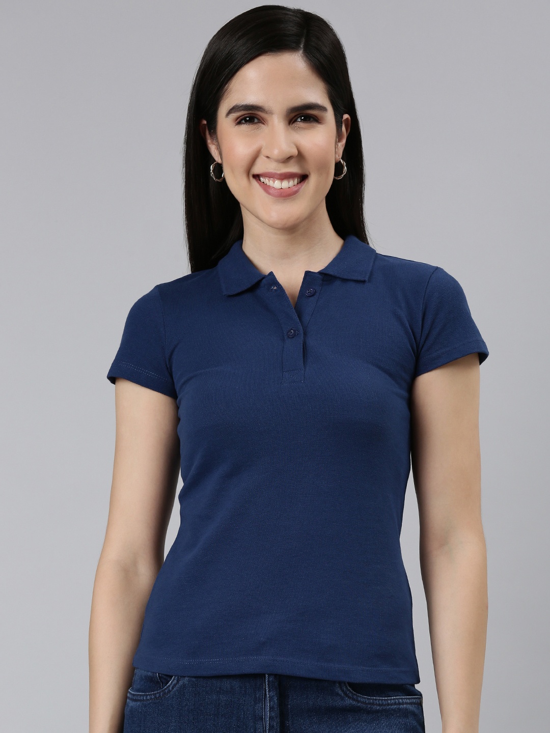 

Huetrap Regular Fit Polo Collar T-shirt, Navy blue