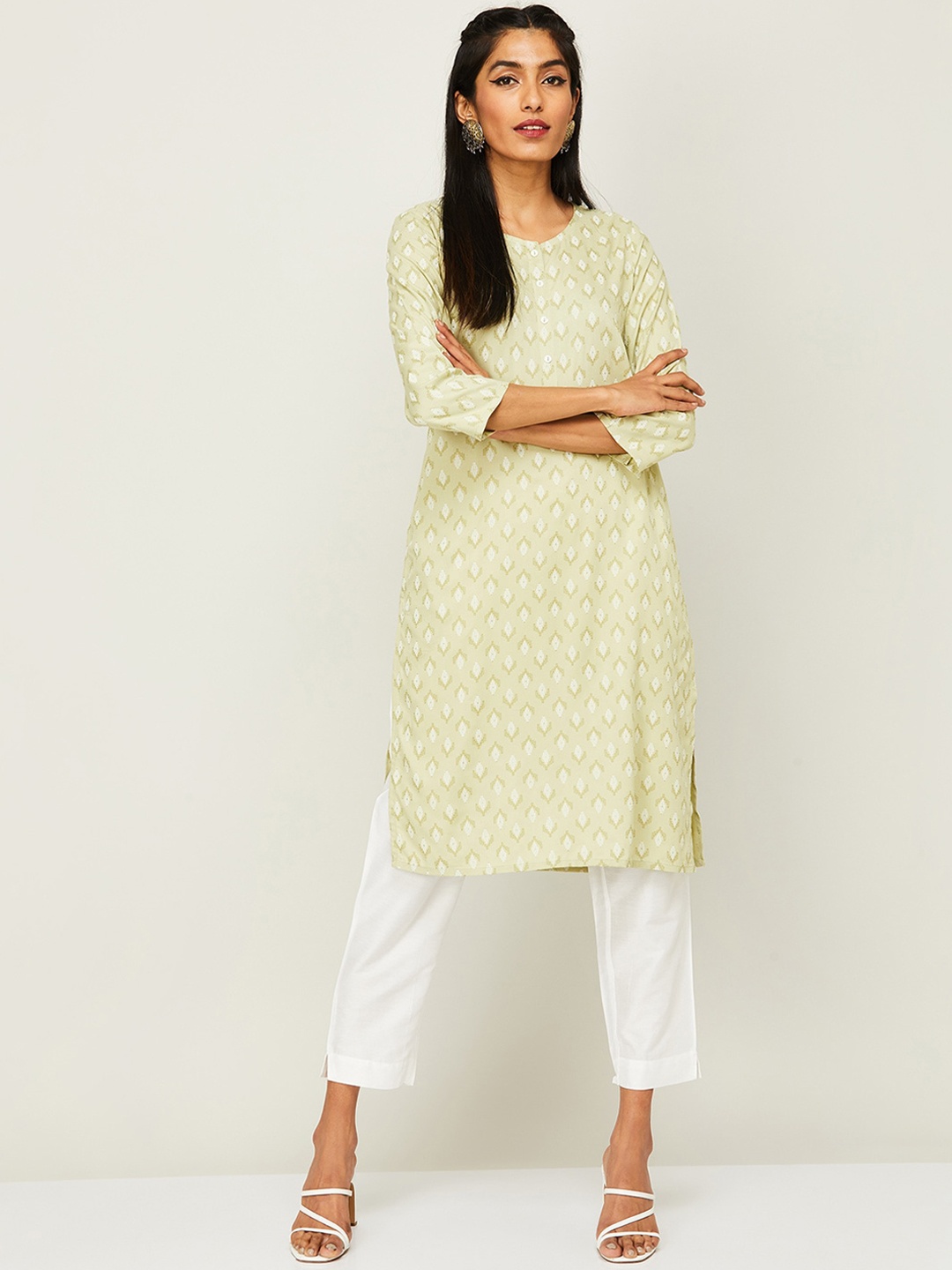 

Melange by Lifestyle Geometric Printed Kurta, Green