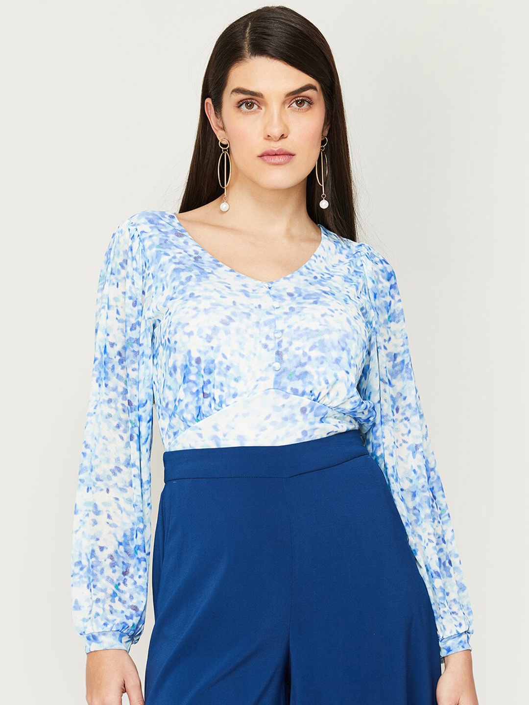 

CODE by Lifestyle Abstract Print Top, Blue