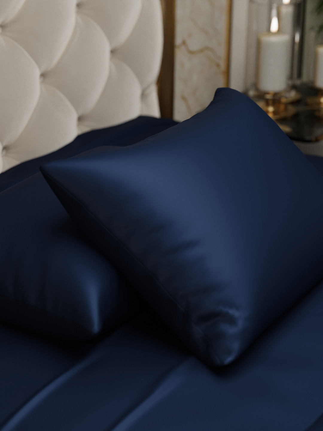 

Stoa Paris Date Night SilkLike Collection Blue 2 Pcs 300TC Satin Pillow Covers