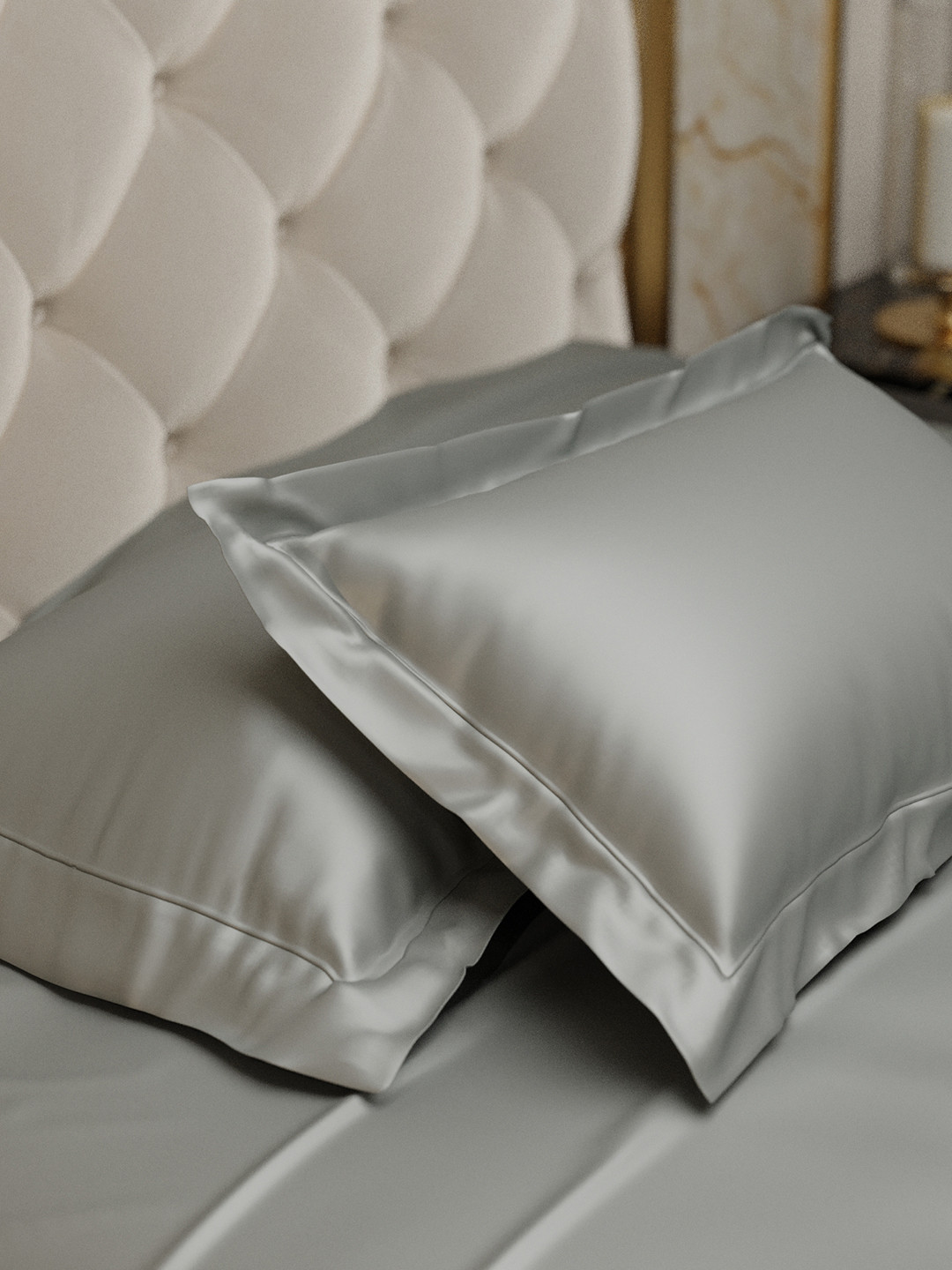

Stoa Paris Date Night Collection Grey 2 Pcs 300 TC Wrinkle Resistance Satin Pillow Covers