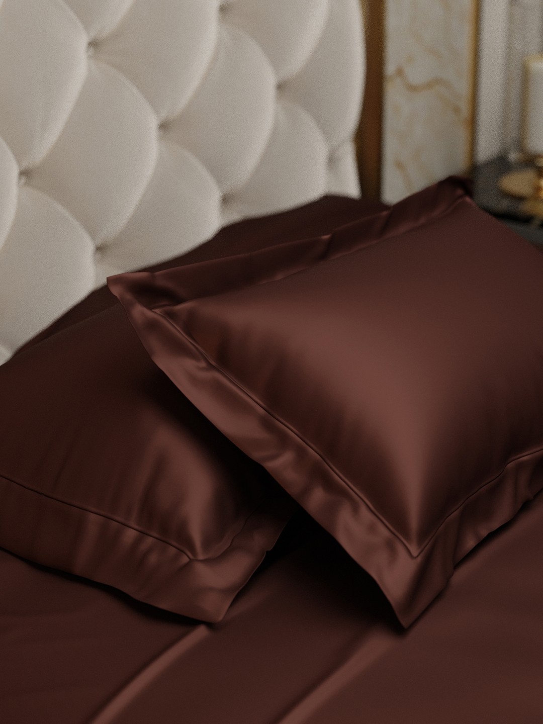 

Stoa Paris Date Night Collection Set of 2 300 TC Satin Pillow Covers, Brown