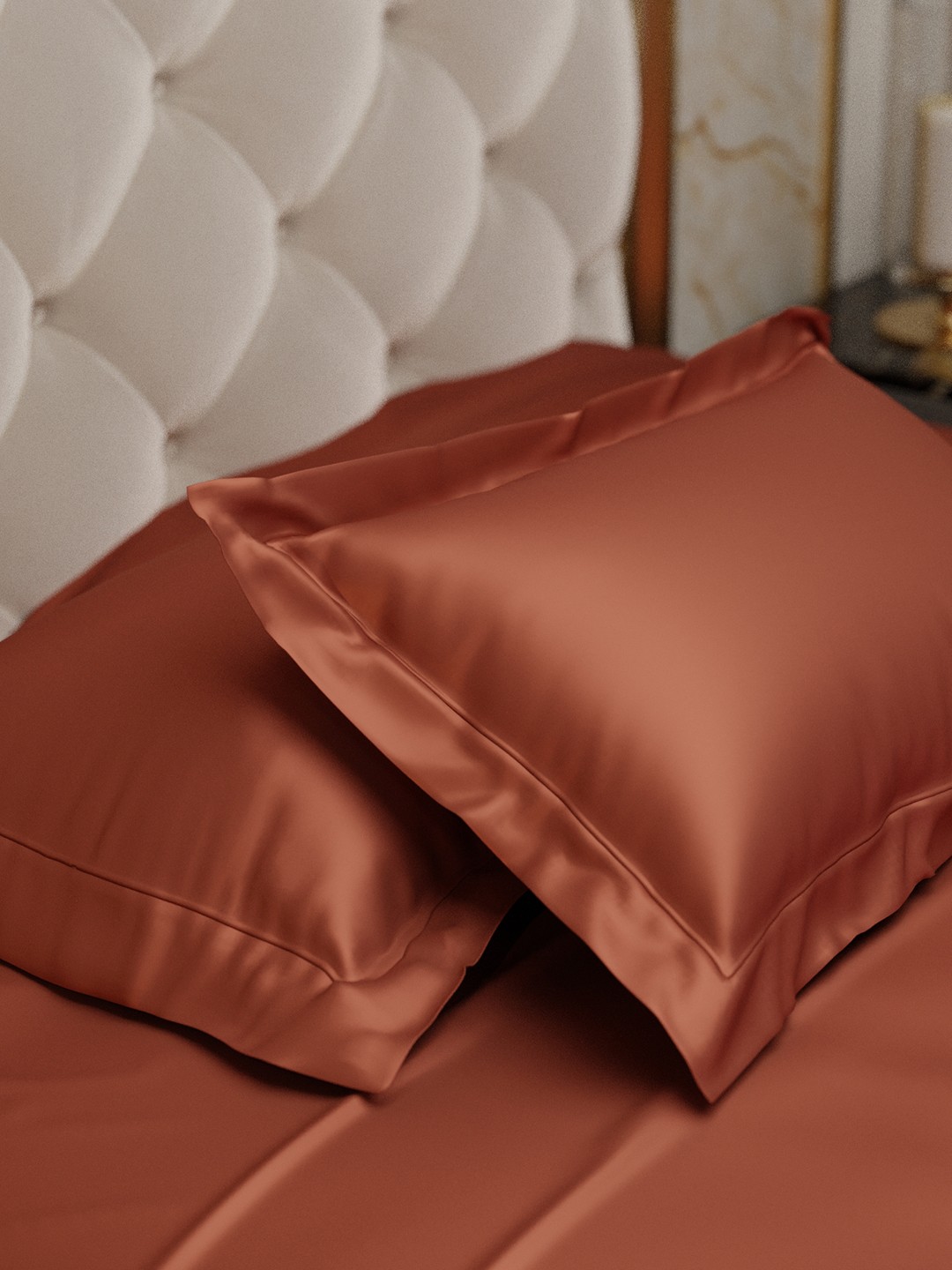 

Stoa Paris Date Night 2-Pcs Metallic Caramel-Brown Satin Wrinkle Resistance Pillow Covers, Camel brown