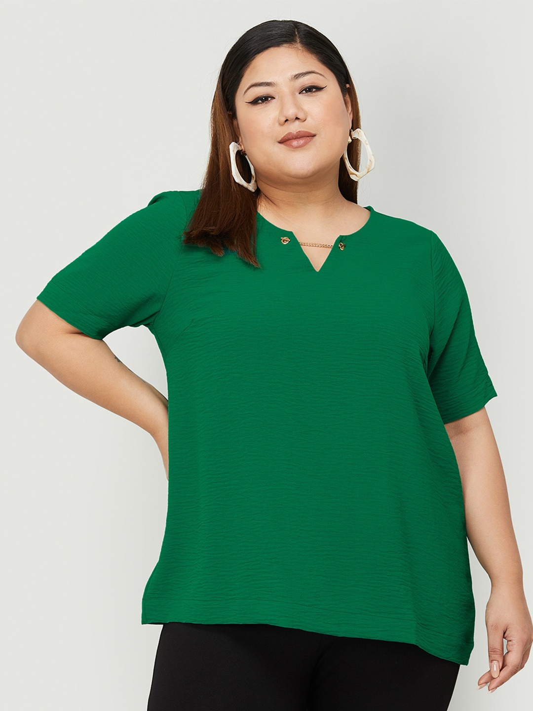 

Nexus by Lifestyle Plus Size Round Neck Short Sleeves Top, Green