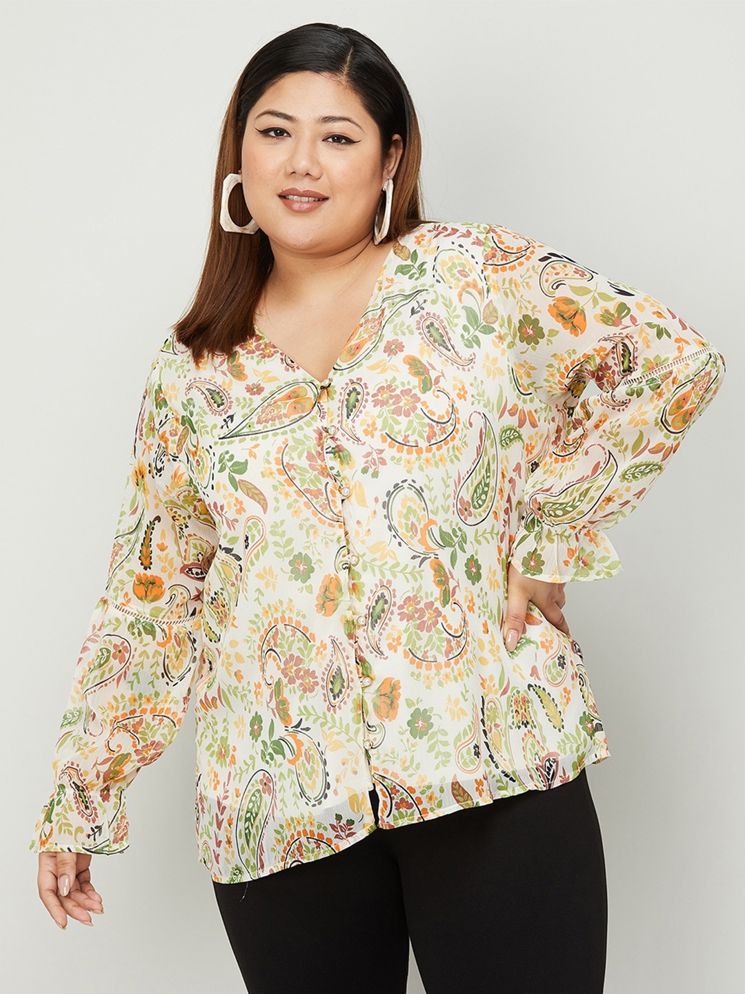 

Nexus by Lifestyle Plus Size Women Floral Print Top, Cream