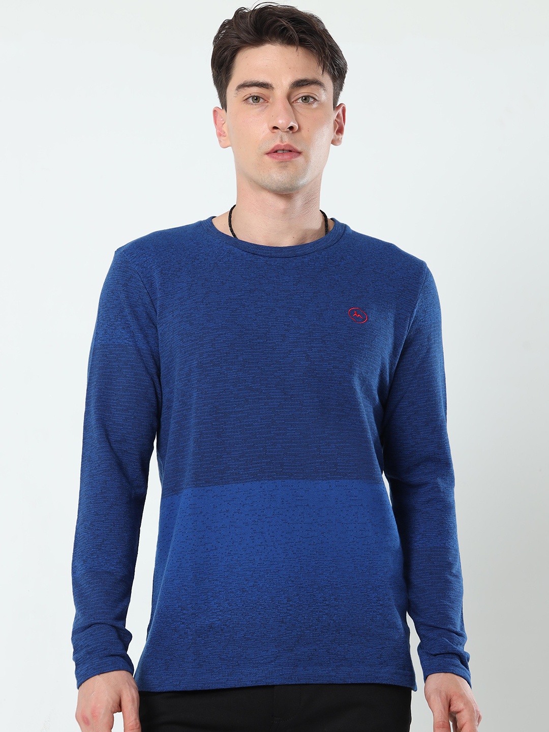 

Masculino Latino Round Neck Long Sleeve T-shirt, Blue