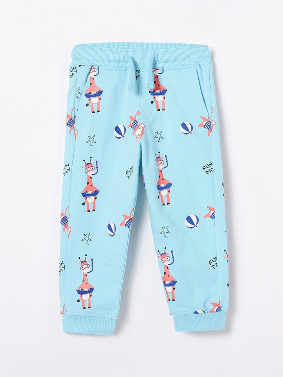 

Juniors by Lifestyle Boys Printed Pure Cotton Mid-Rise Joggers, Blue