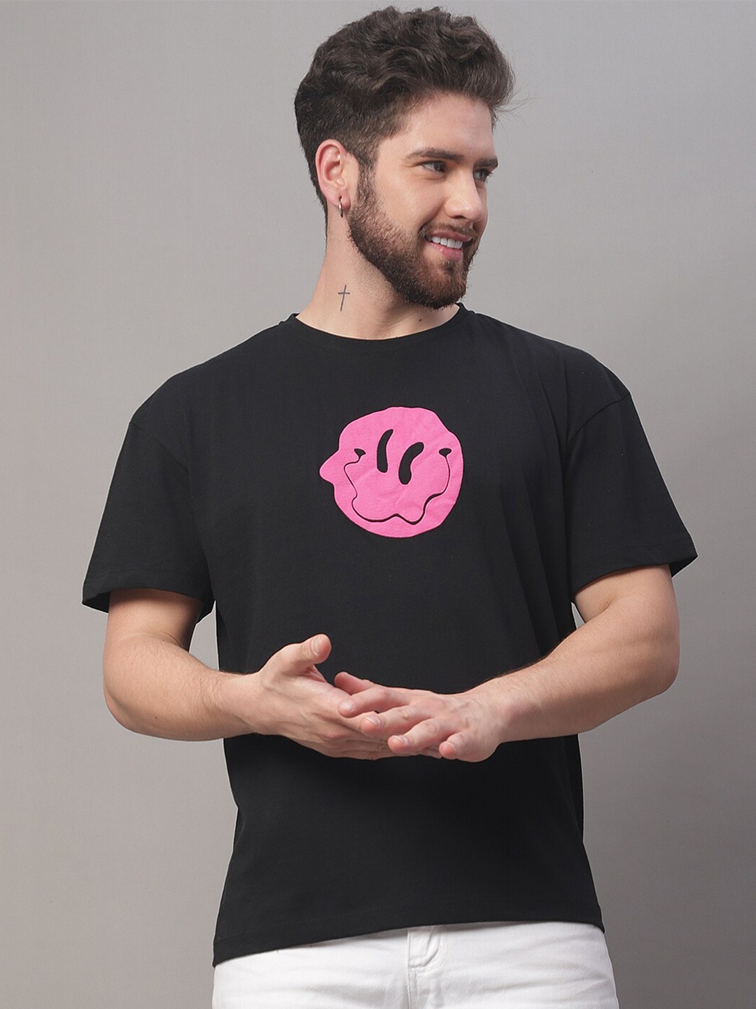

DOOR74 Men Black Oversize T-shirt