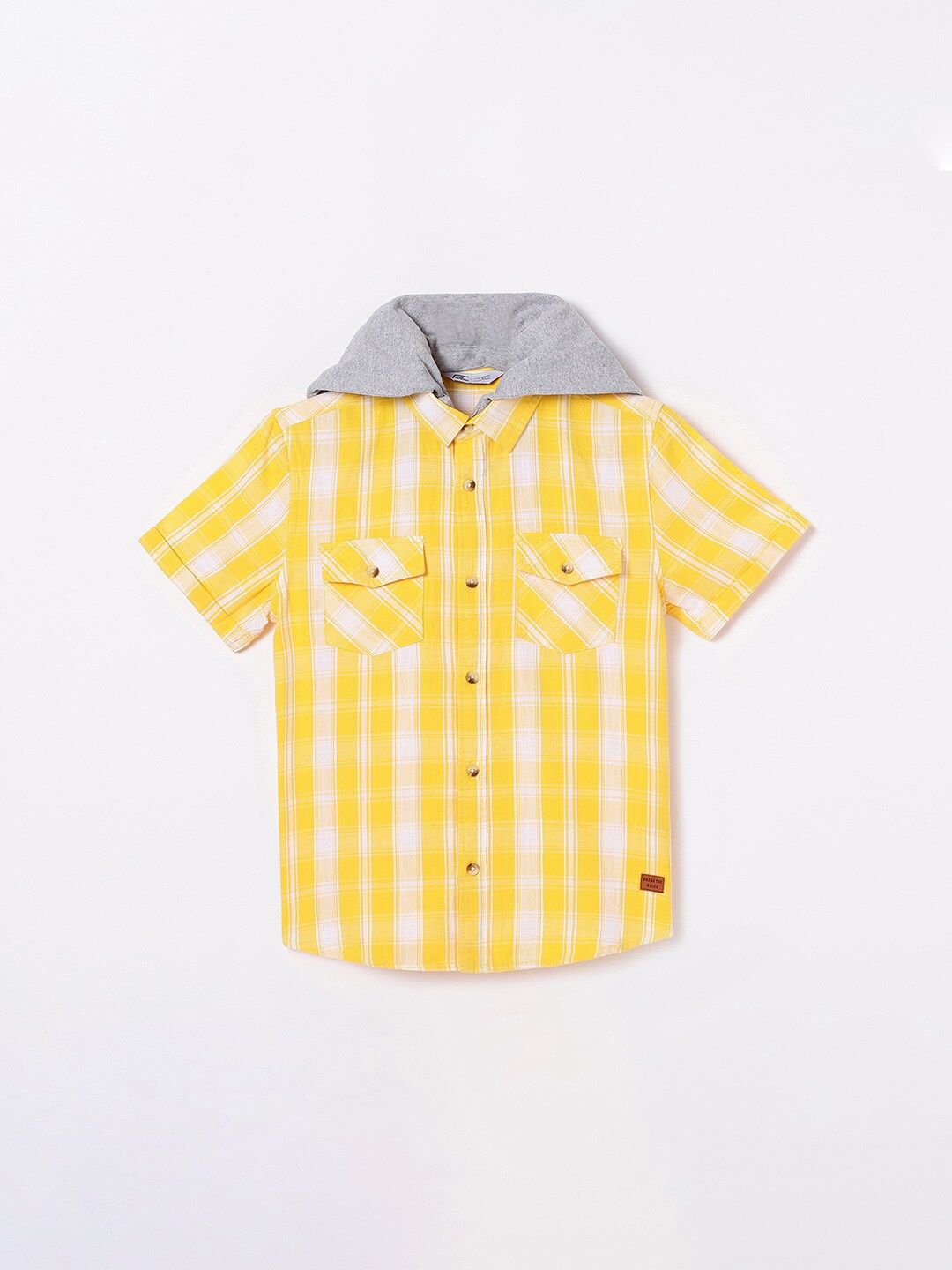 

Fame Forever by Lifestyle Boys Yellow Gingham Checks Checked Casual Shirt