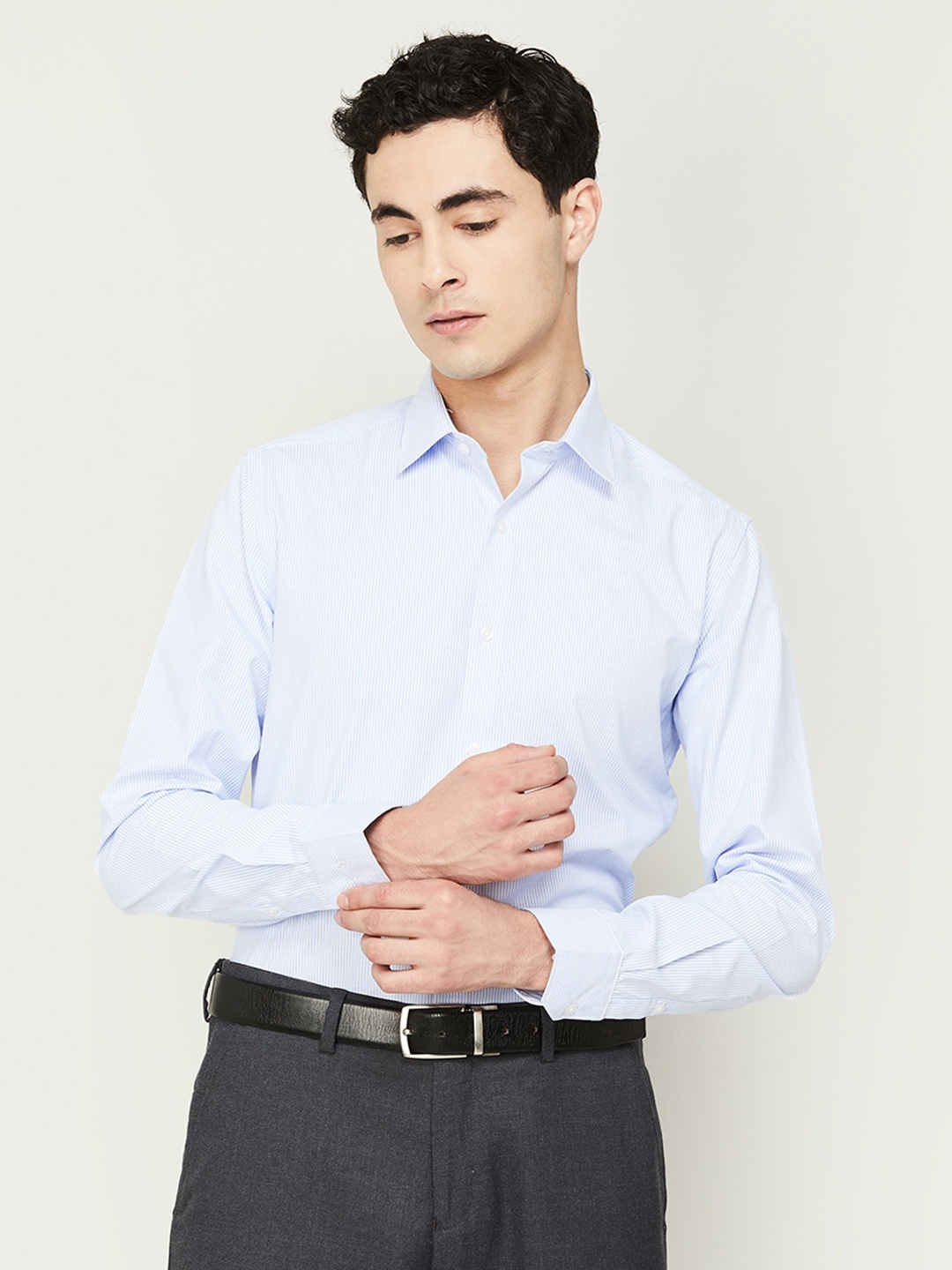 

CODE by Lifestyle Men Blue Slim Fit Striped Formal Shirt