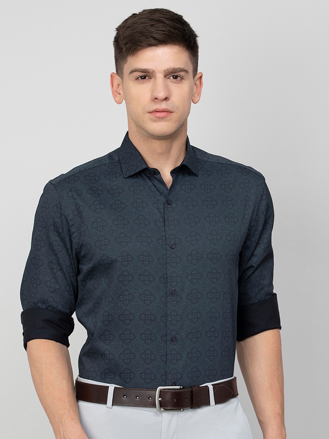 

CODE by Lifestyle Men Black Slim Fit Printed Formal Shirt