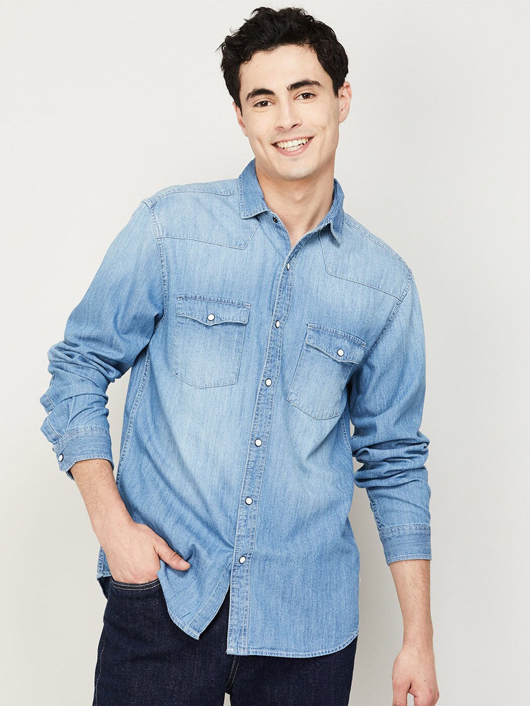

Forca Men Blue Faded Casual Shirt