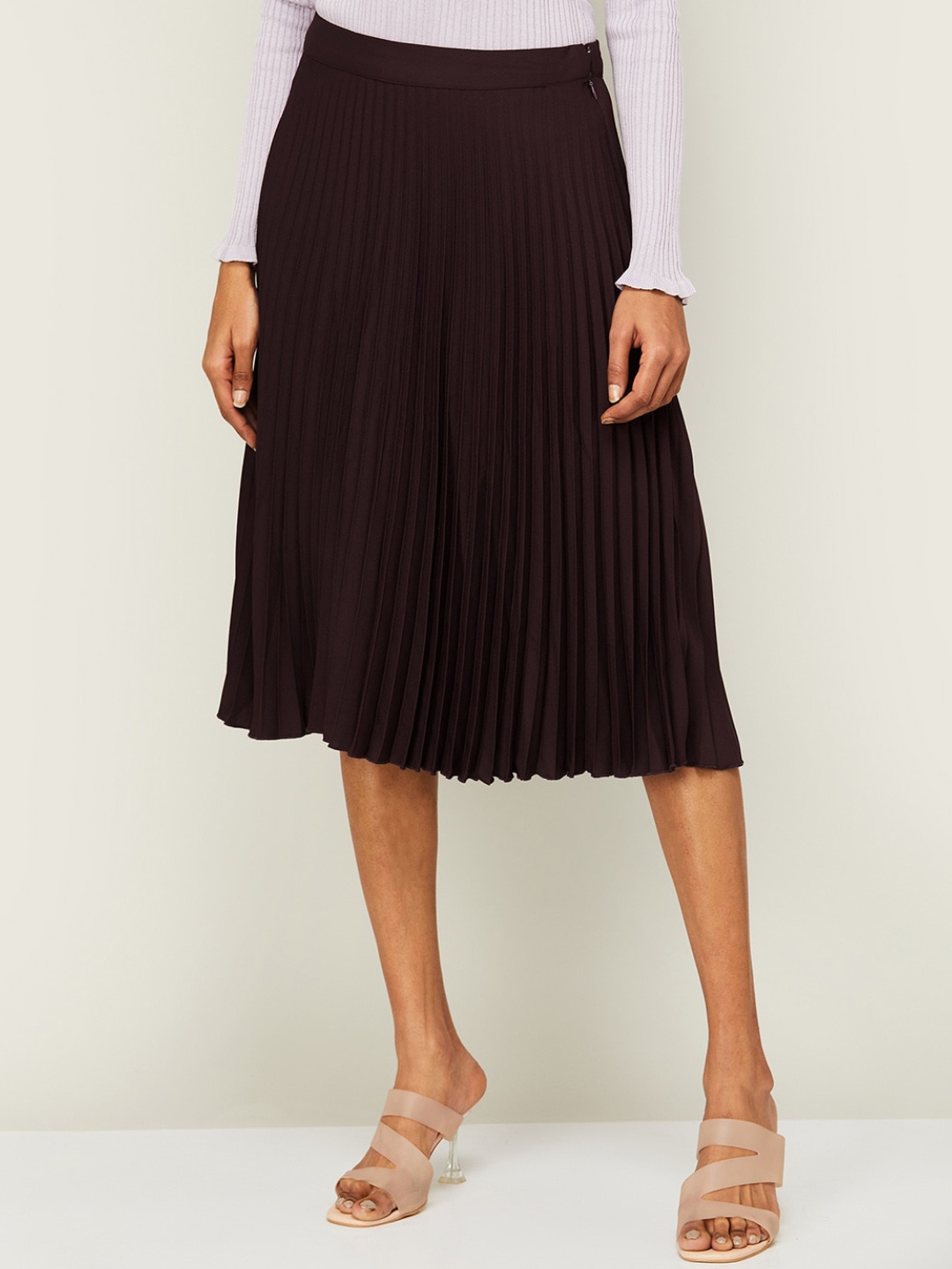 

CODE by Lifestyle Pleated Knee-Length Skirt, Burgundy