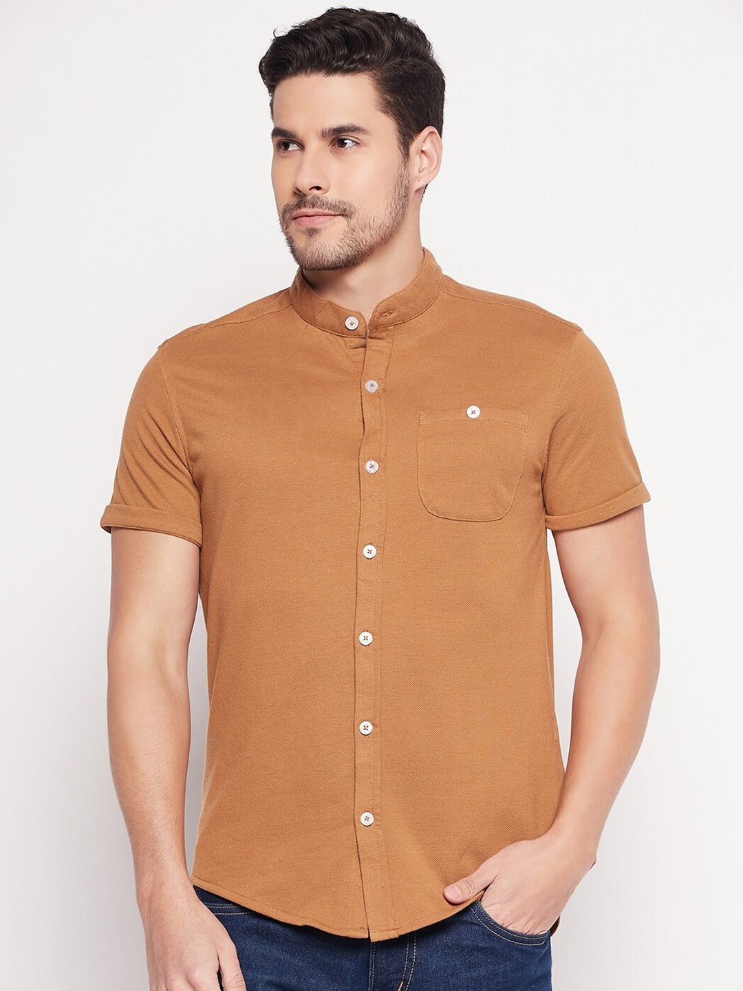 

Club York Henley Neck Cotton Casual Shirt, Khaki