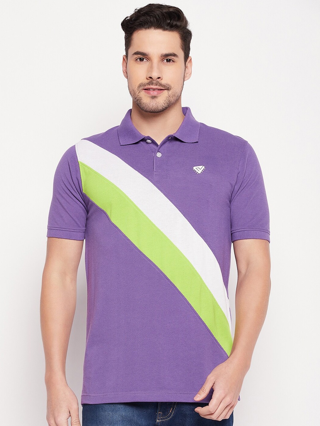 

Club York Men Purple Polo Collar T-shirt