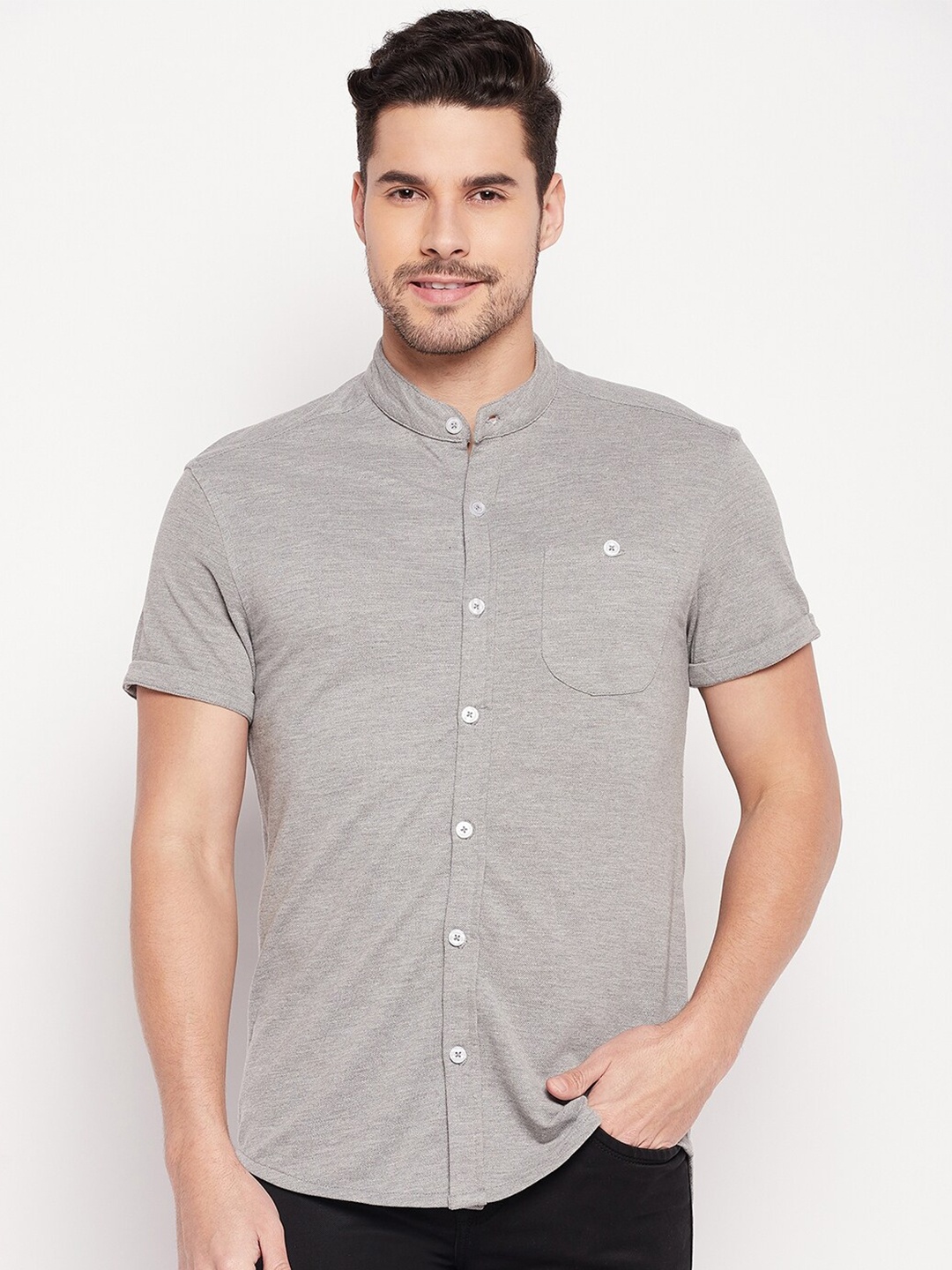 

Club York Henley Neck Casual Shirt, Grey