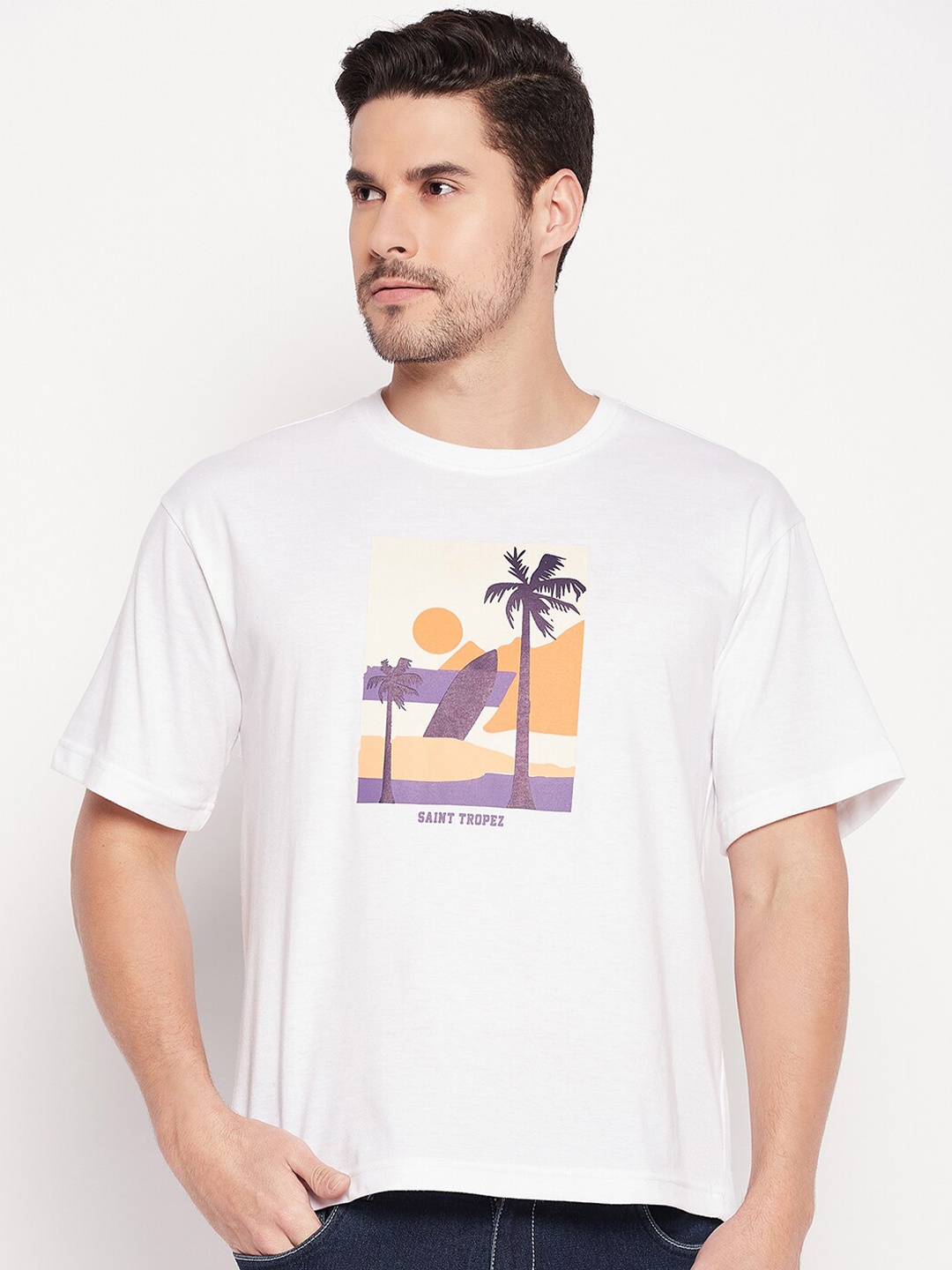 

Club York Graphic Printed Cotton T-shirt, White