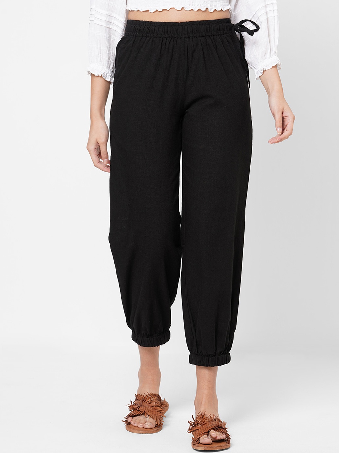 

KAMI KUBI Pure Cotton Loose-Fitted Harem Pants, Black