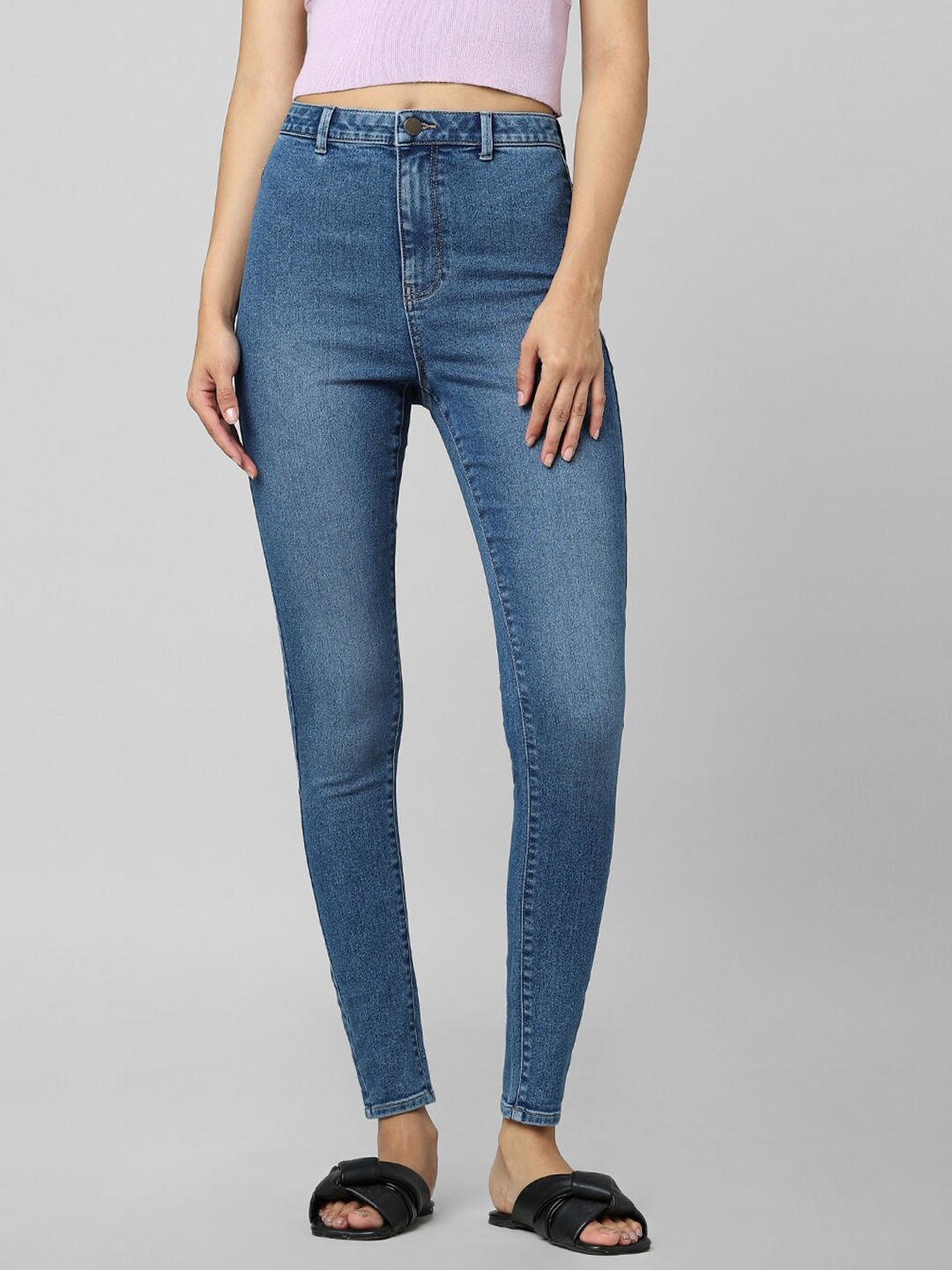 

ONLY Women Skinny Fit Mid-Rise Jeans, Blue