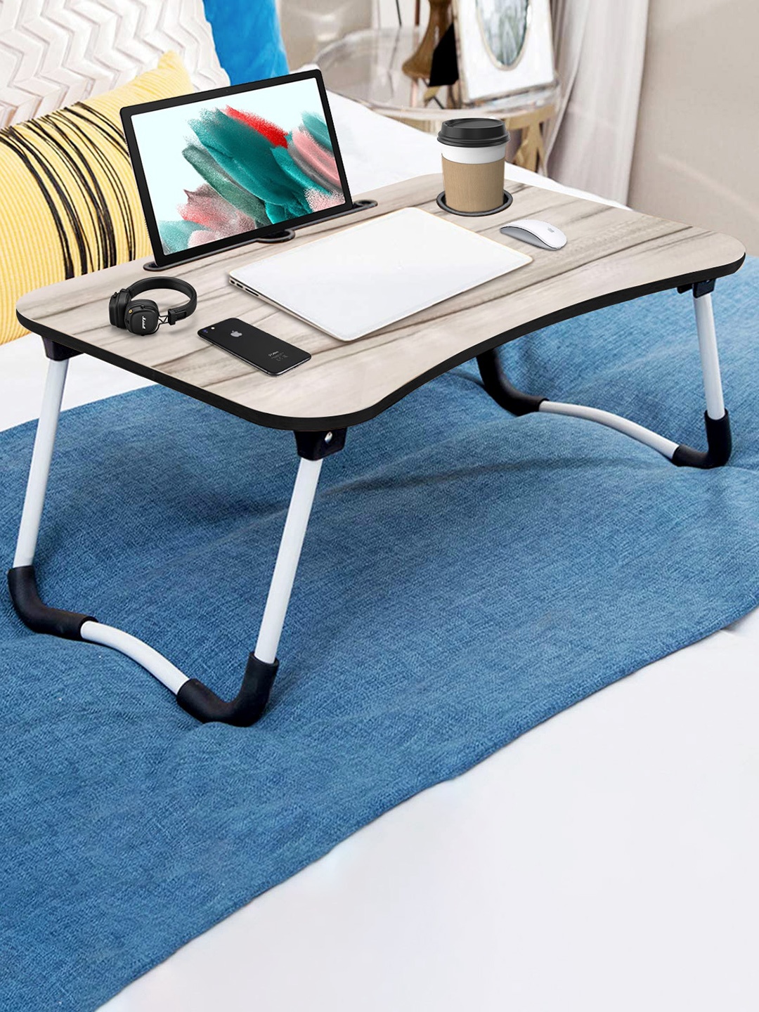 

Sattva Beige & Black Printed Portable Folding Laptop Table