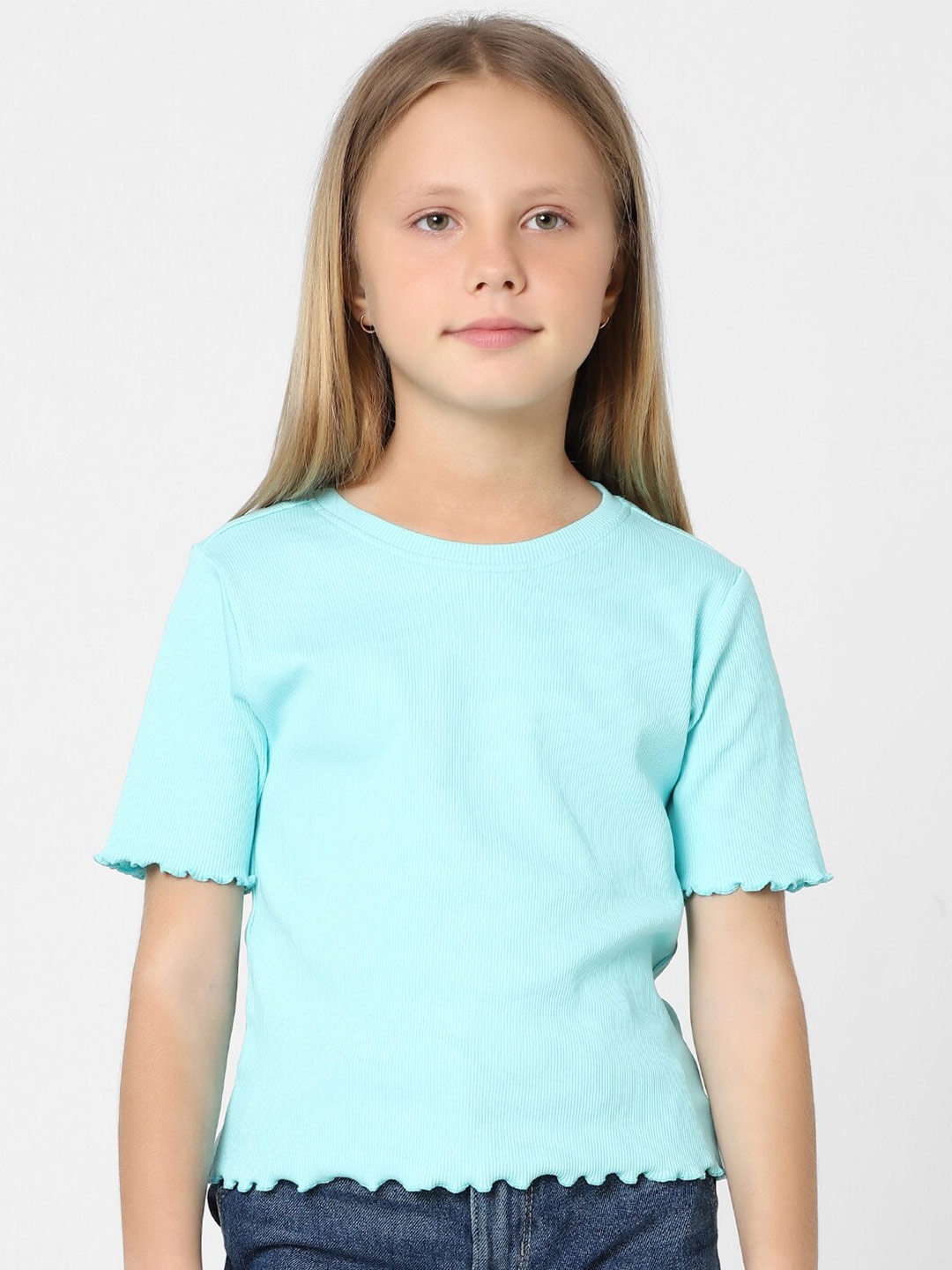 

KIDS ONLY Round Neck Cotton T-shirt, Blue