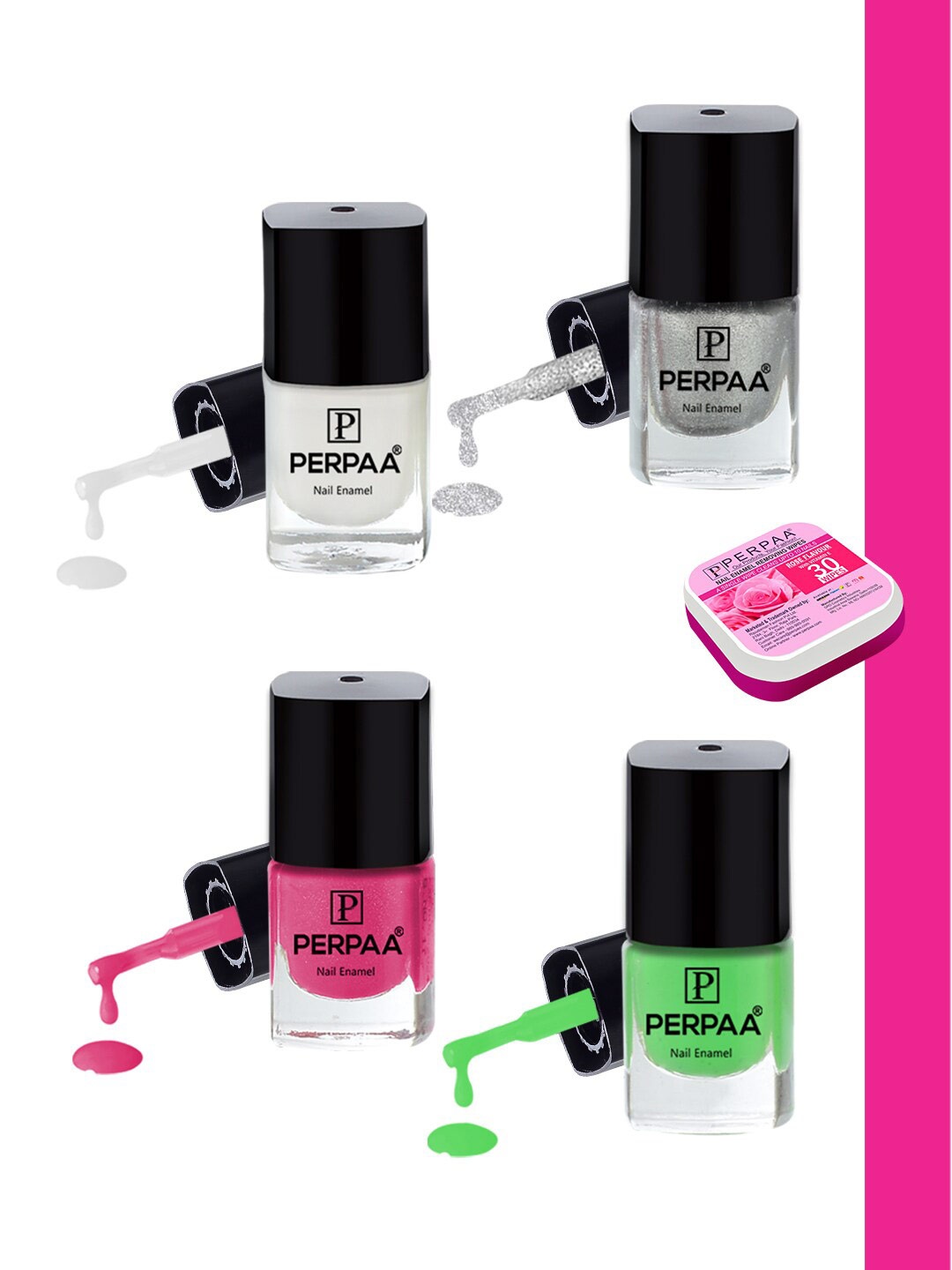 

PERPAA Set Of 4 Trendy High-Shine Long-Lasting Non-Toxic Nail Polishes - 5ml Each, Pink