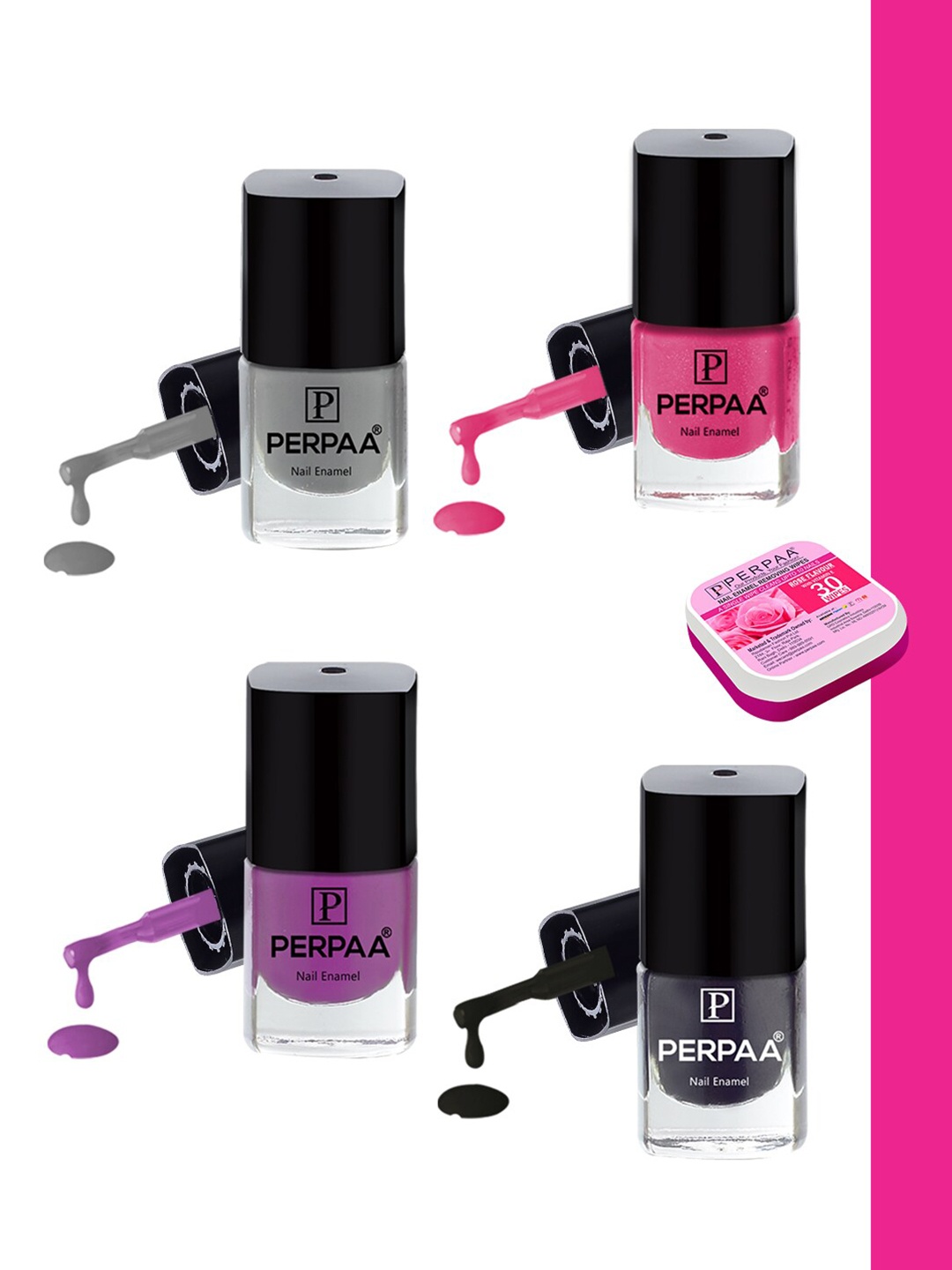 

PERPAA Set Of 4 High Shine Long-Lasting Non Toxic Nail Polish - 5ml Each, Purple