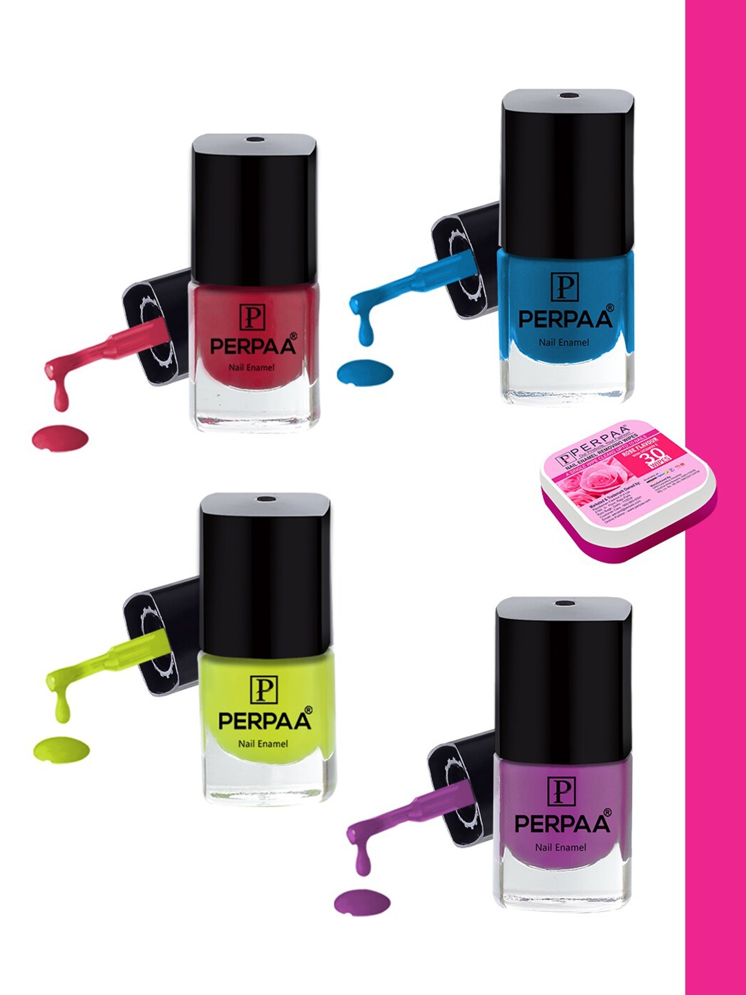 

PERPAA Set Of 4 High Shine Long-Lasting Non Toxic Nail Polish - 5ml Each, Purple