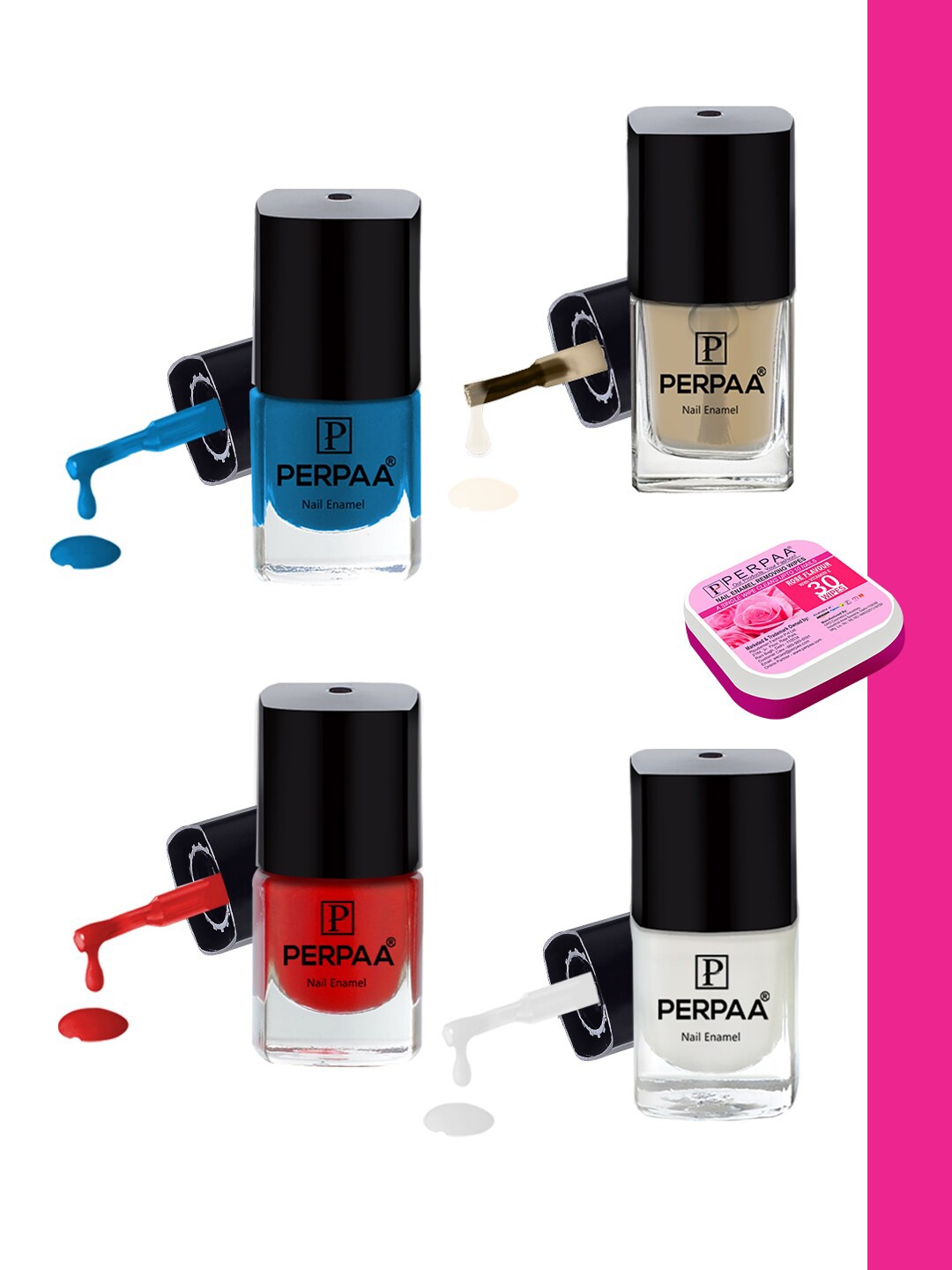 

PERPAA Set Of 4 High Shine Long-Lasting Non Toxic Nail Polish - 5ml Each, Red