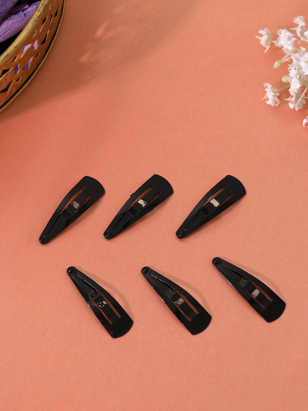 

Estele Women Set Of 6 Metal Tic Tac Hair Clips, Black