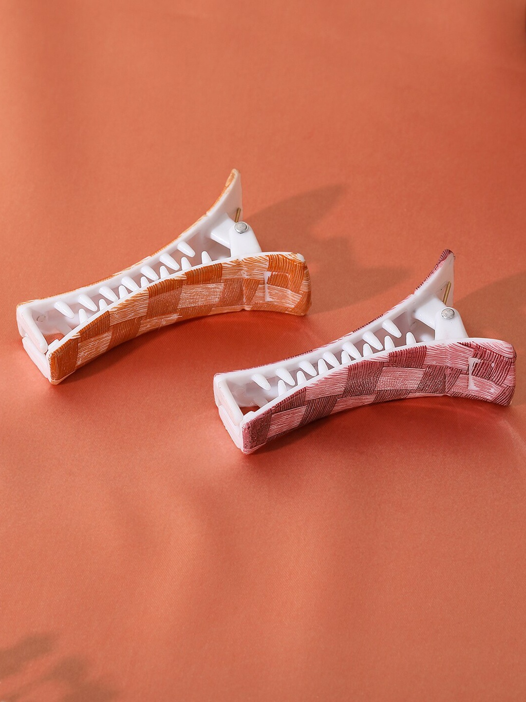 

Estele Women Set Of 2 Printed Metal Banana Clips, Brown