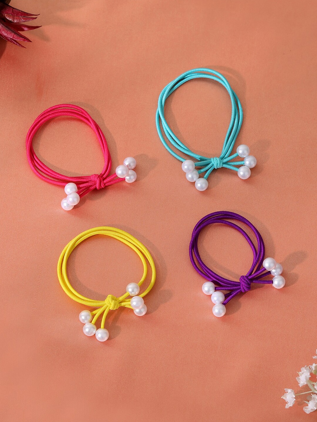 

Estele Women Set of 4 Ponytail Holders, Pink