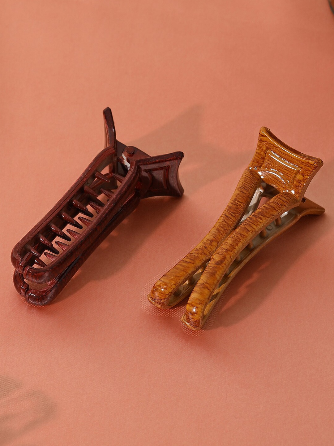 

Estele Women Set of 2 Printed Claw Clips, Maroon
