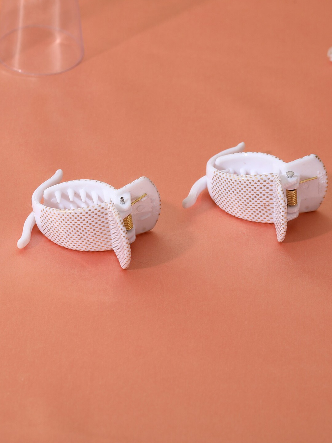 

Estele Women Set of 2 Printed Claw Clips, White