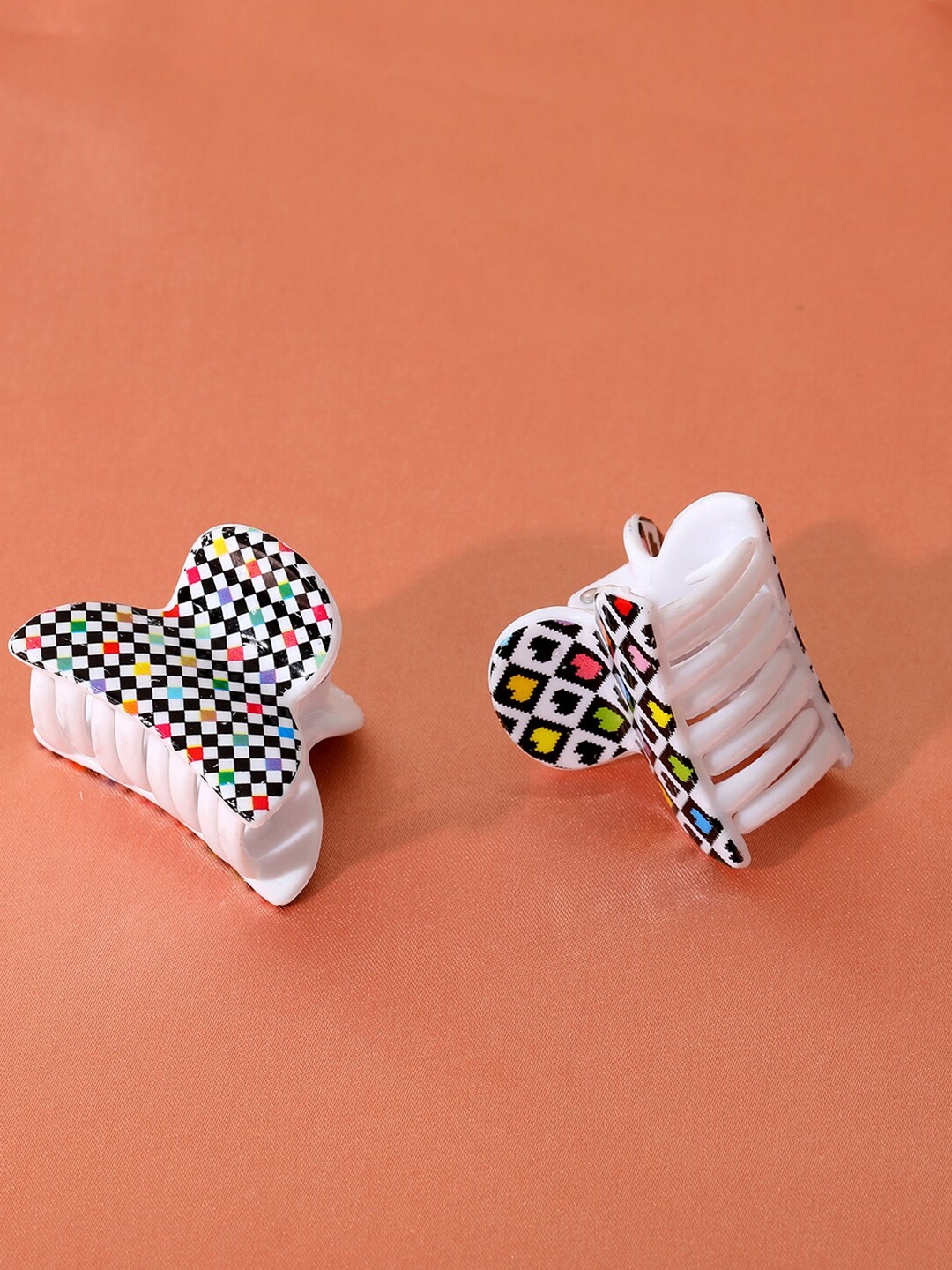 

Estele Women Set of 2 Printed Claw Clips, White