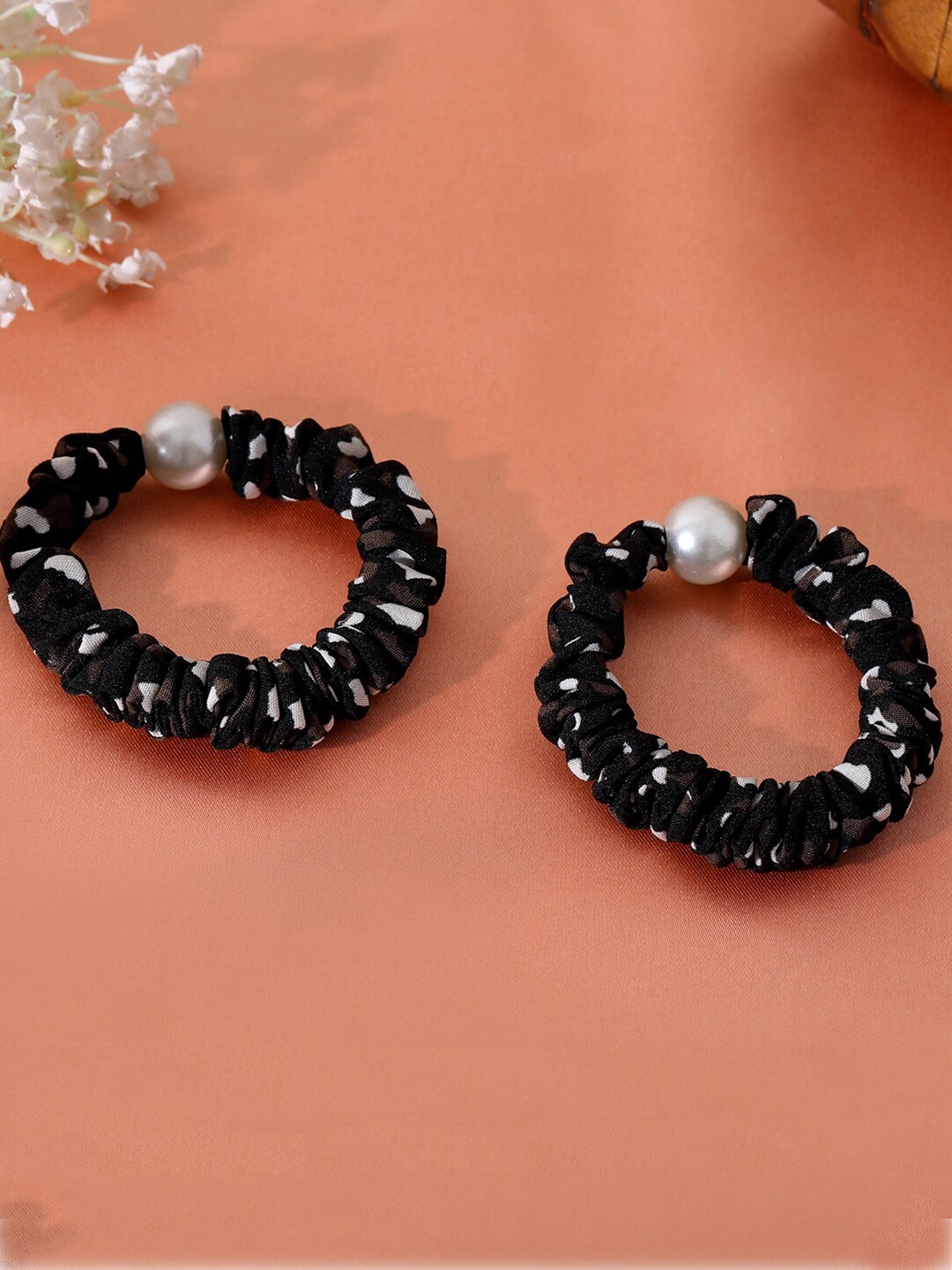 Estele Women Set Of 2 Synthetic Ponytail Holders, Black
