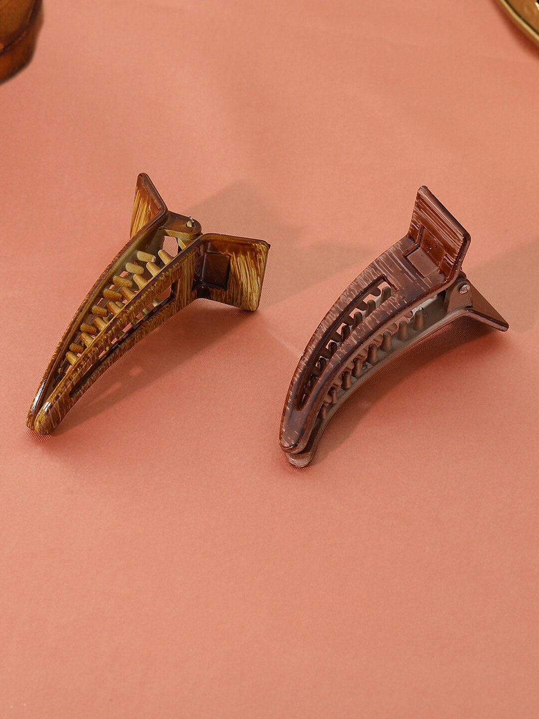 

Estele Women Set Of 2 Plastic Claw Clip, Brown