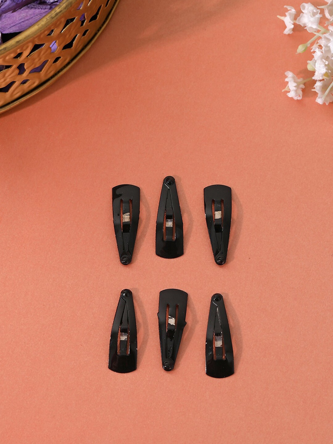 

Estele Women Set Of 6 Metal Tic Tac Hair Clip, Black